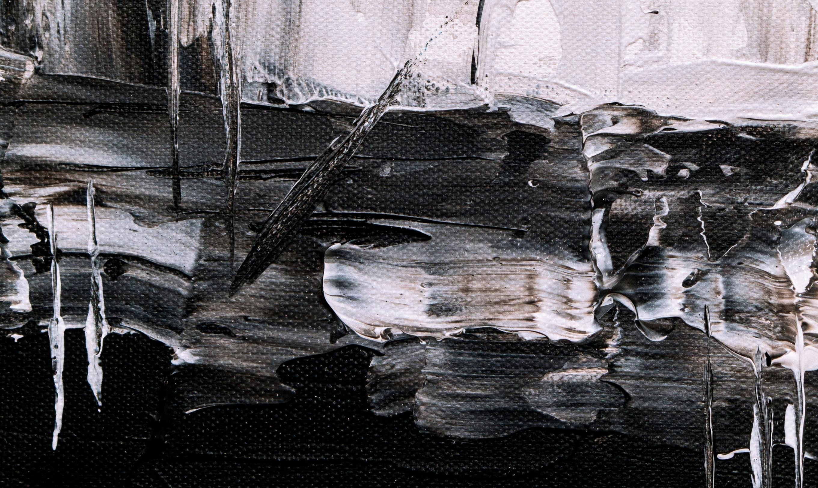 Monochrome paint on canvas–abstract