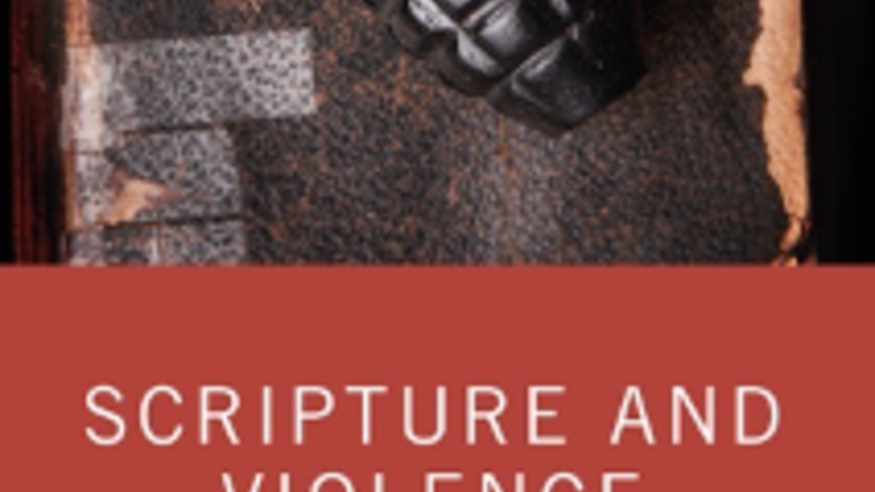 Detail from book cover showing hand grenade on top of a book so well-read it has been repaired with tape