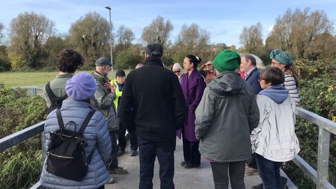 Photo of people doing a nature walk, courtesy of Water Sensitive Cambridge