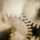 Inner workings of a clock in close-up
