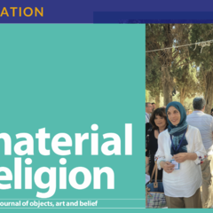 Cover of Material Religion showing image of people at an outdoor festival event
