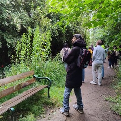 Group in green outdoor setting