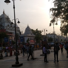 Street scene at sunset