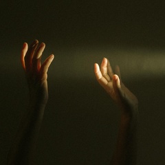 Hands raised up towards light