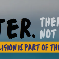Banner with words "Water. There is not enough. What if religion is part of the solution?"