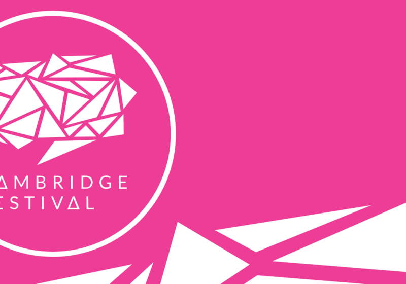 Cambridge Festival logo and banner in bright pink tone