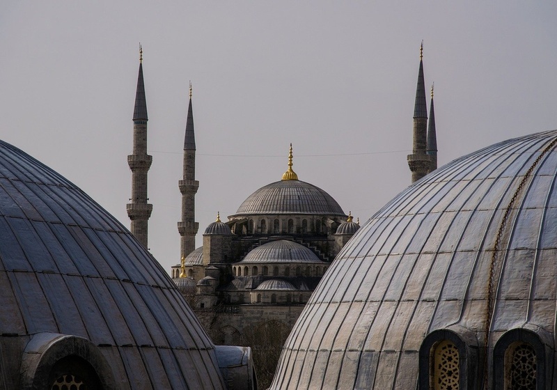 Dome and towers of an Ottoman-era mosque.