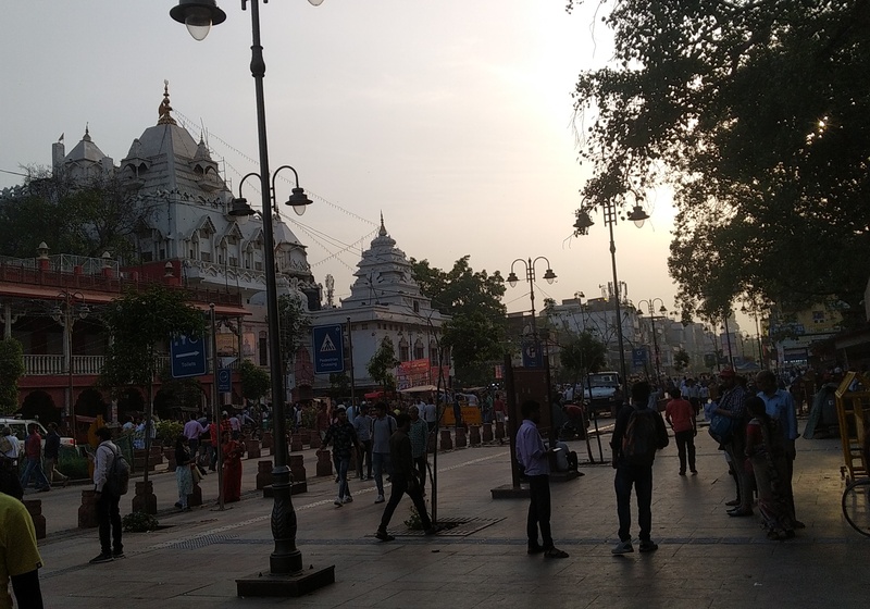Street scene at sunset