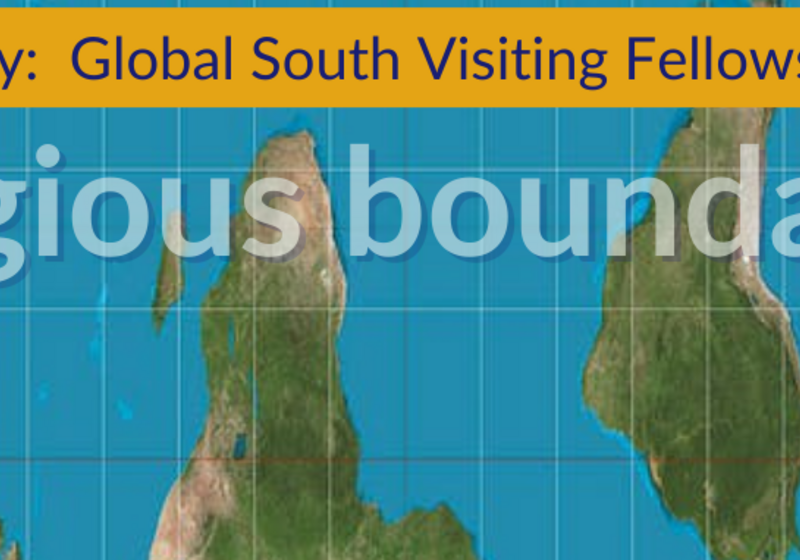 Detail of global map (blue ocean, green land masses) in unusual perspective