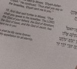 A participant studies text from Exodus