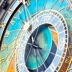 Colourful and distinctive clock face