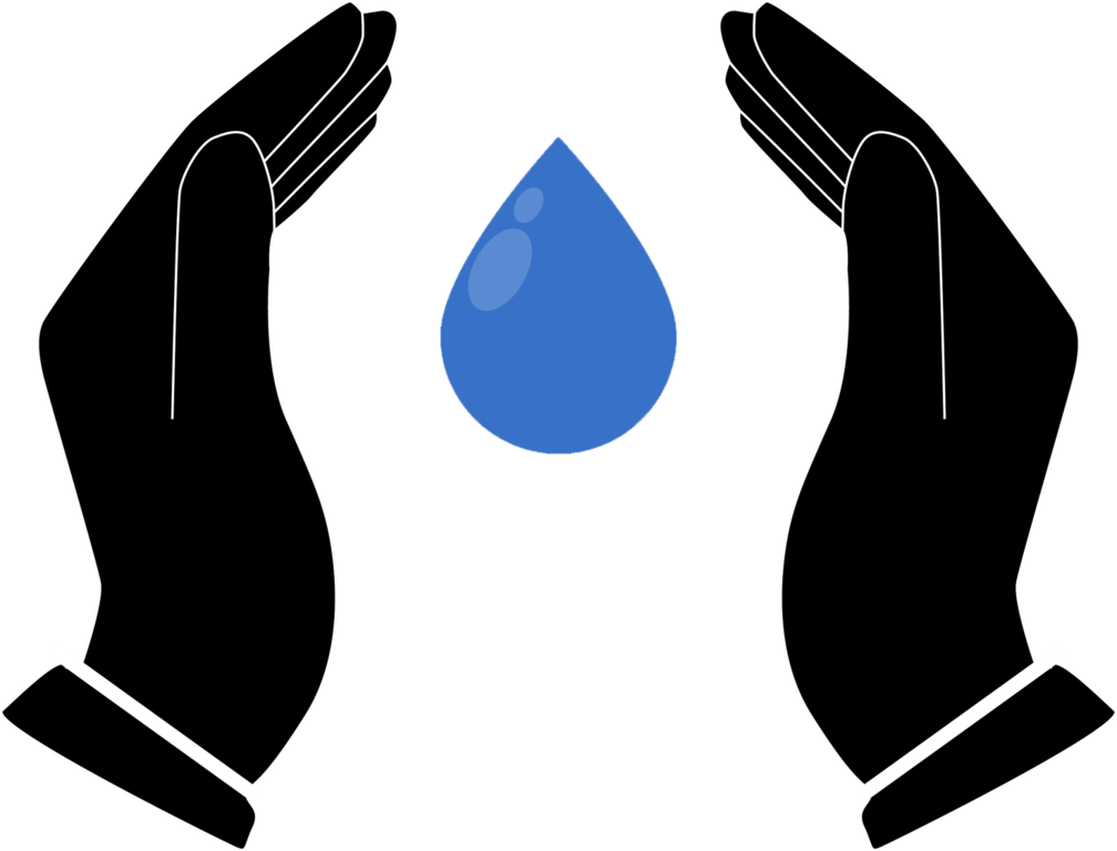 Water conservation - illustrated by Tommaso Sansone (2019) Hands held open, as if to catch a drop of water