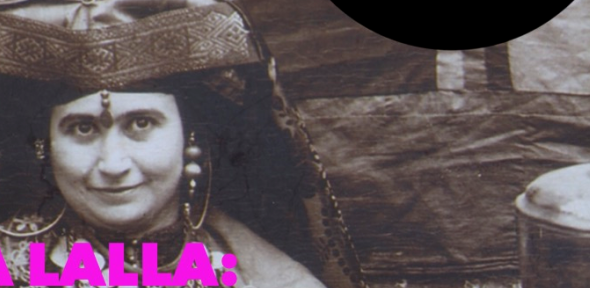Image from the archive, provided by Dr Elbaz (2022) A finely dressed woman, behind her the wall of a tent