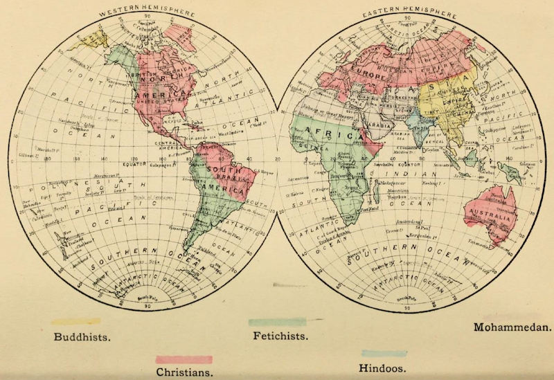 Image Credit: ‘An early map of the “world’s religions”’ (1883) by Frank Stockton Dobbins (Wikimedia Commons) An early map of the “world’s religions” (1883) by Frank Stockton Dobbins