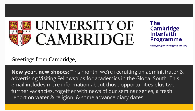 Newsletter heading (CIP, January 2024) Opening section from January eNews, with logos and greeting--New year, new shoots.