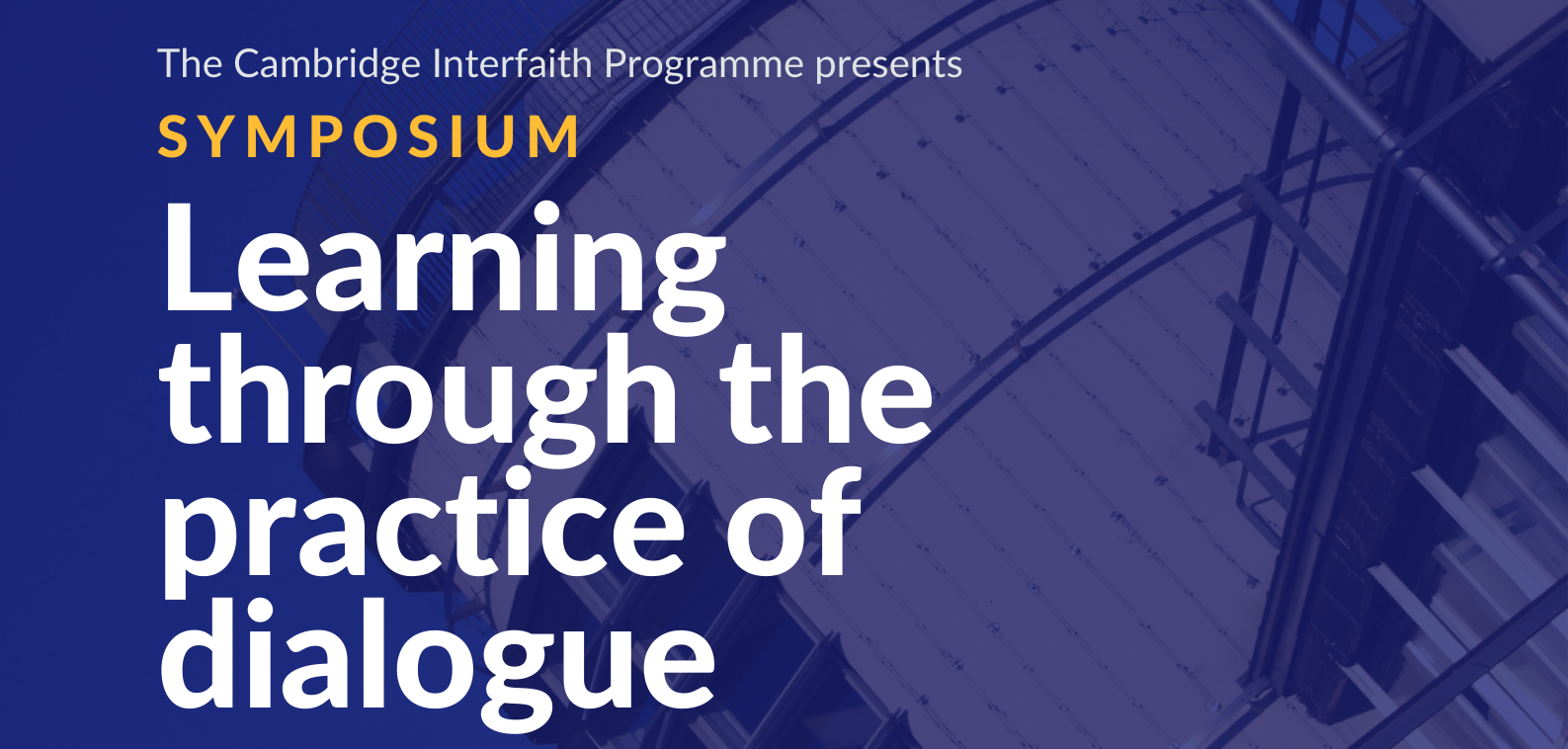 symposium banner with title  Learning through the practice of dialogue