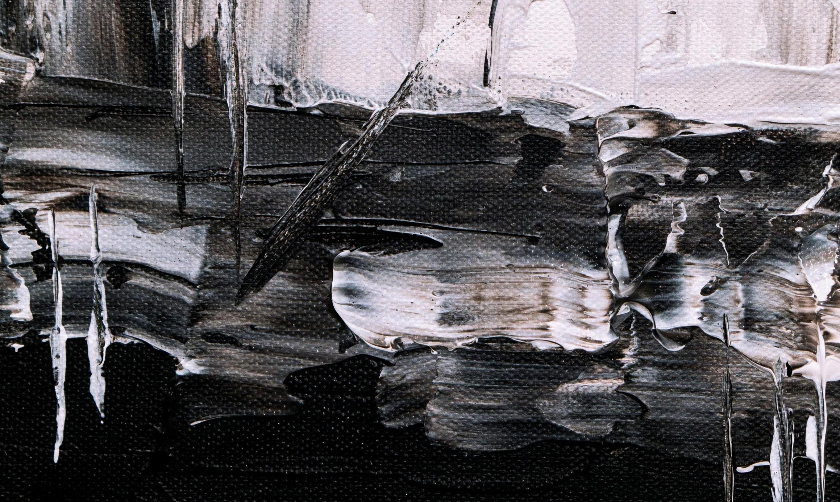 Detail from original photograph by Steve Johnson 2018 (via Pexels.com) Monochrome paint on canvas–abstract