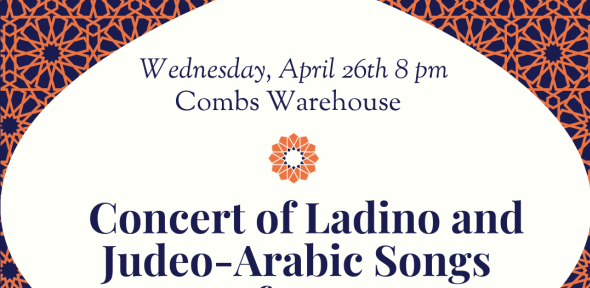 Promotional image for the Wednesday 26 April concert - courtesy of the organisers (2023) Promotional image featuring a Mozarabe arch border with geometric design. Key text announces an 8pm concert on Wednesday 26 April, in Danville, KY.