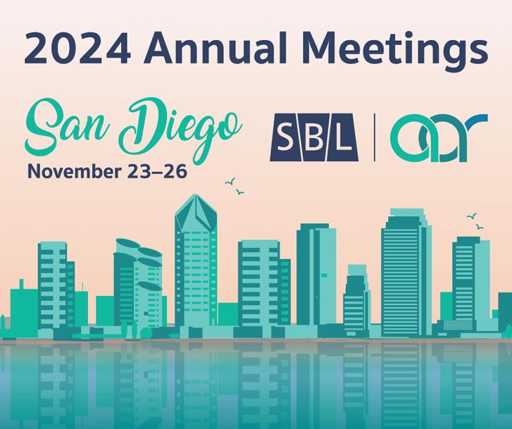 San Diego meeting logo (SBLAAR, 2024) Stylised San Diego skyline with SBL and AAR logos