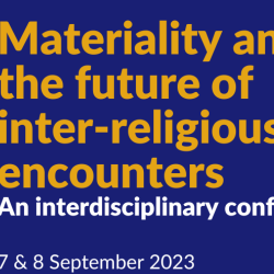 Event banner for 7 & September 2023 - Materiality conference - featuring sticky note with handwritten bread recipe, glittery money box, and silver candle holder/