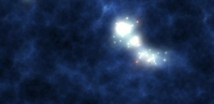 Artist's impression of stars springing up out of the darkness (courtesy of NASA/ Caltech)