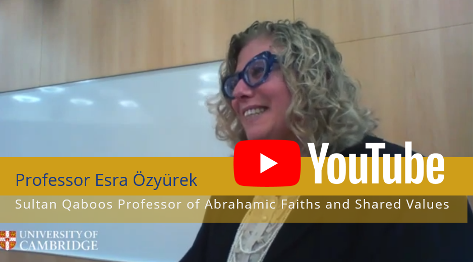 Professor Özyürek delivering her lecture, with overlaid label identifying her, and YouTube logo