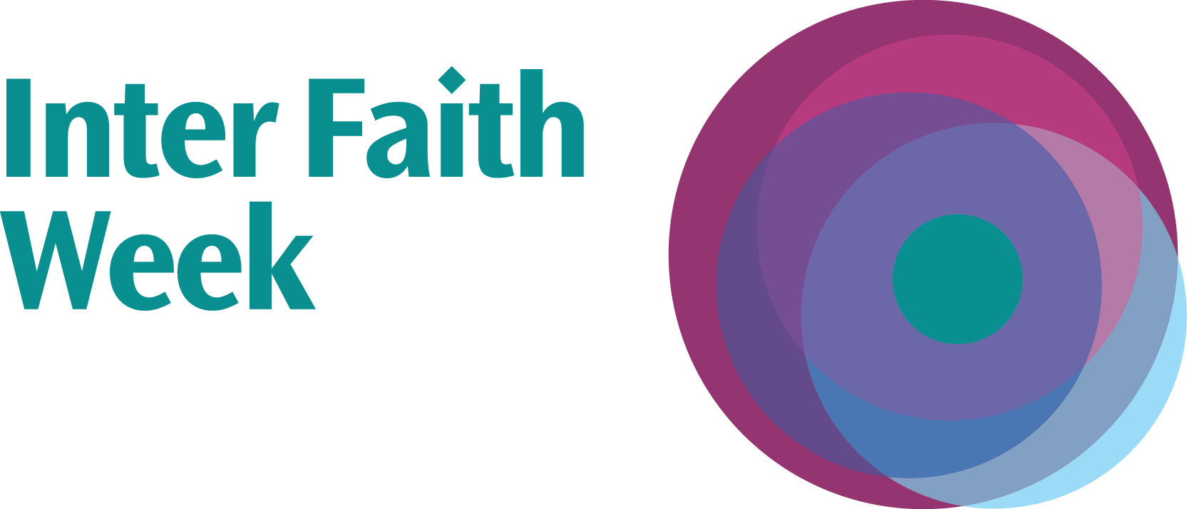 A logo with colourful overlapping circles and the words "Inter Faith Week"
